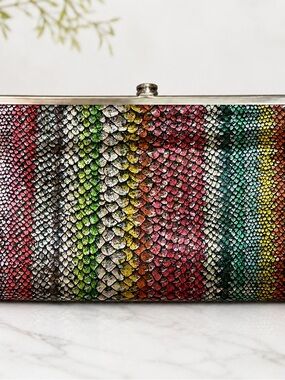 HOBO Lauren Clutch Wallet Multicolor Metallic Genuine Leather
